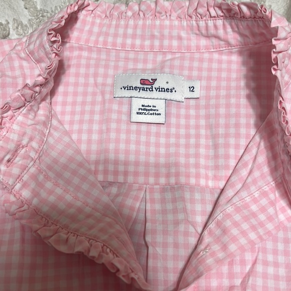 Vineyard Vines long sleeve gingham top with ruffles - Picture 2 of 3